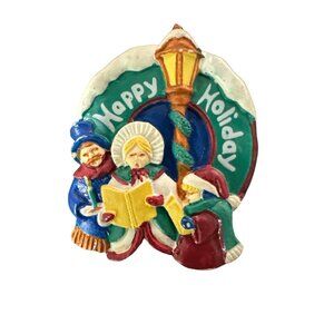 Vintage Plastic Avon Colors of Christmas Brooch Pin 1992 Happy Holiday Carolers